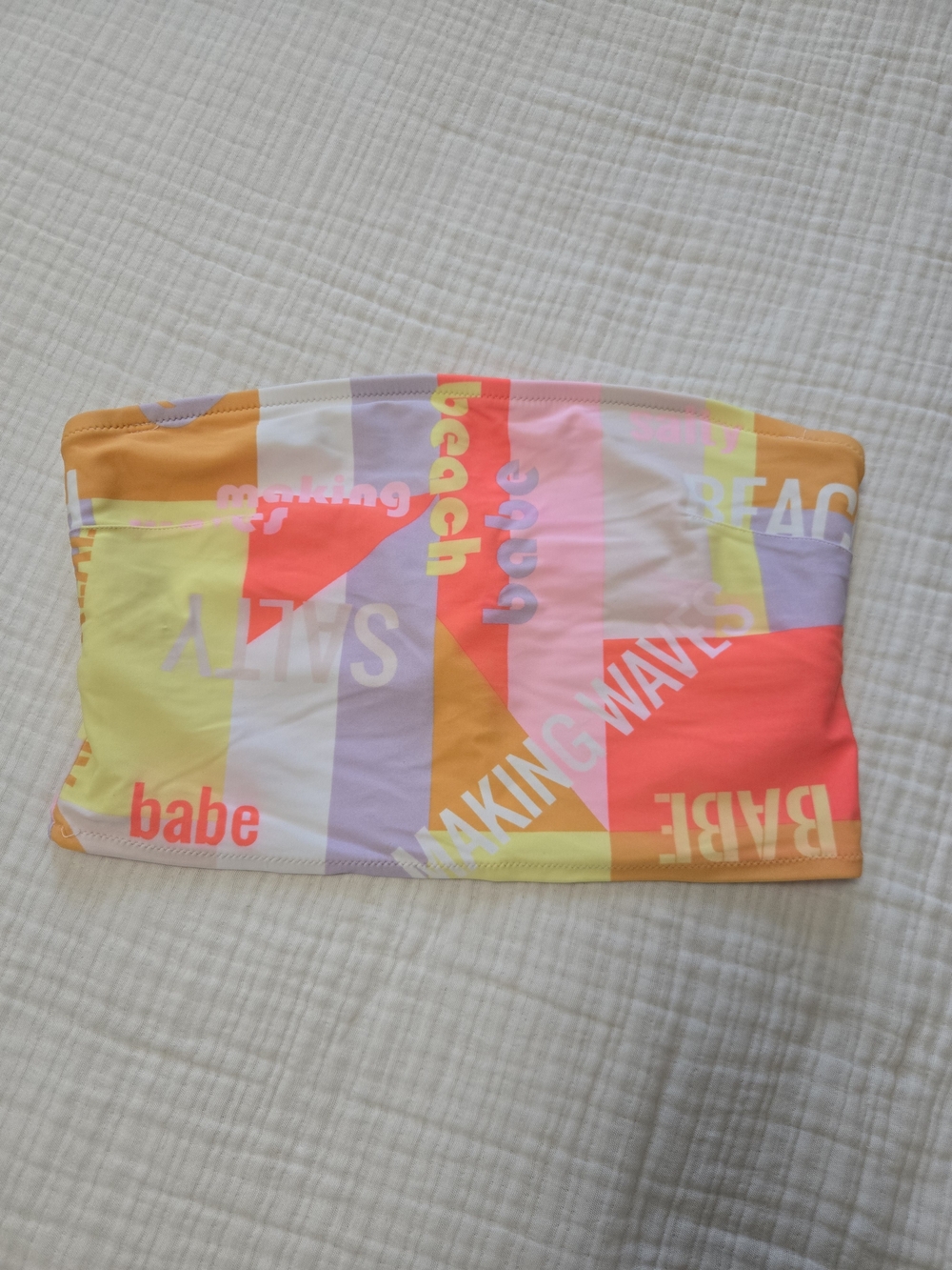aerie Neon Straplesd Bandeau Bikini Top Size Large